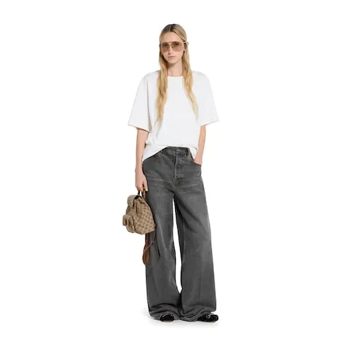 Wide Leg Denim Trousers