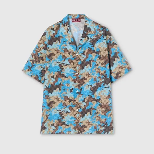 Printed Cotton Poplin Bowling Shirt