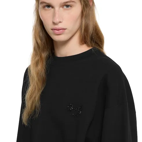 Cotton Jersey Sweatshirt With Embroidery