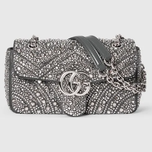 Gg Marmont Crystals Small Shoulder Bag