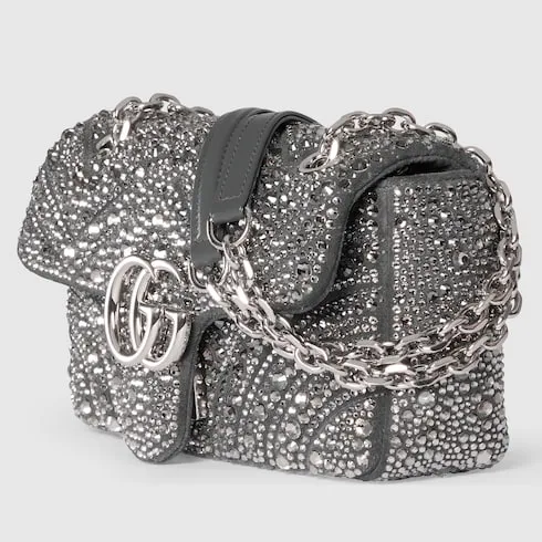 Gg Marmont Crystals Small Shoulder Bag
