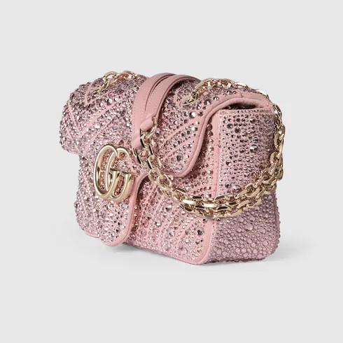 Gg Marmont Crystals Small Shoulder Bag