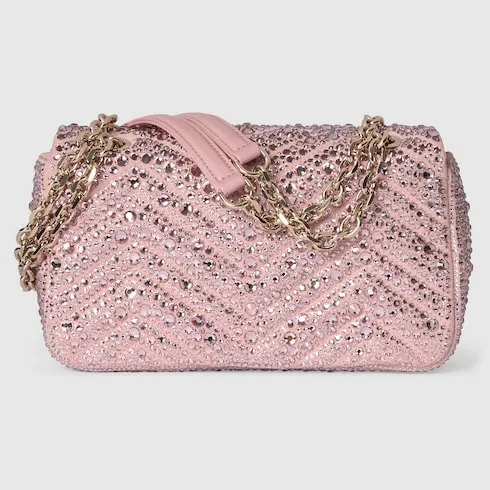 Gg Marmont Crystals Small Shoulder Bag