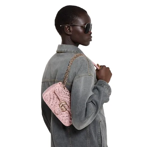 Gg Marmont Crystals Small Shoulder Bag