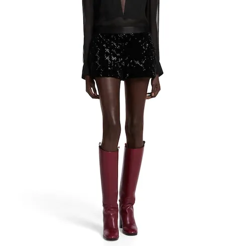 Embroidered Cotton Velvet Shorts