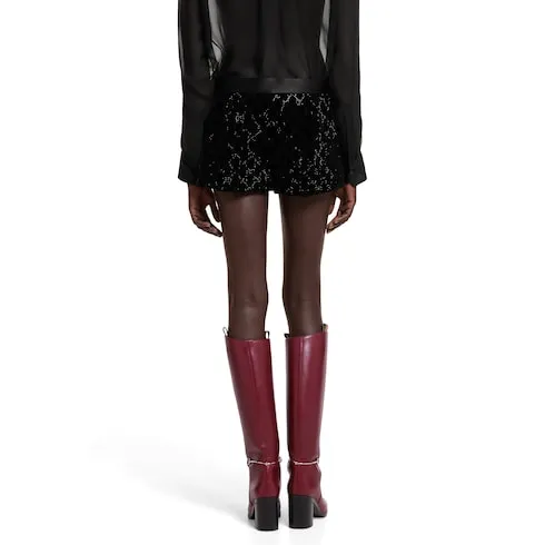 Embroidered Cotton Velvet Shorts