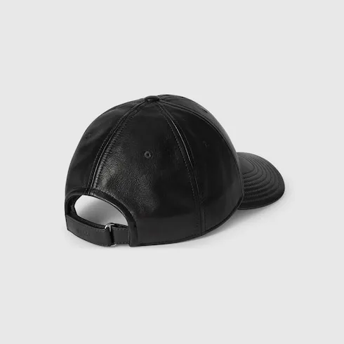 Leather Baseball Hat With Double G