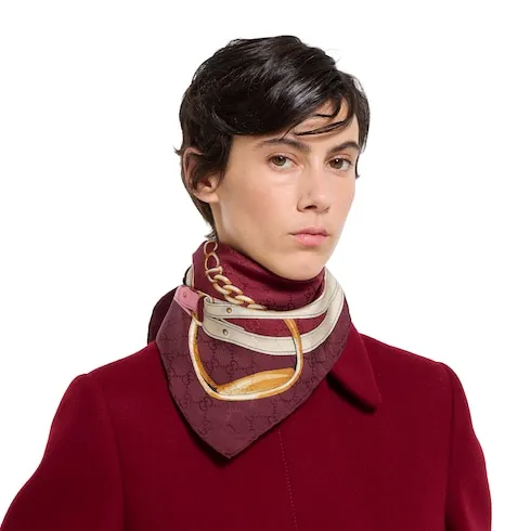 Printed Gg Silk Jacquard Carré