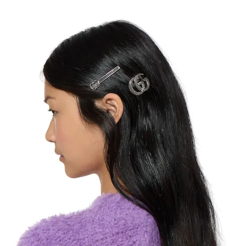 Double G Hair Slide Set With Crystals