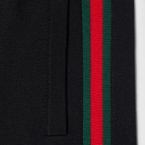 Knit Wool Silk Leisure Trousers With Web