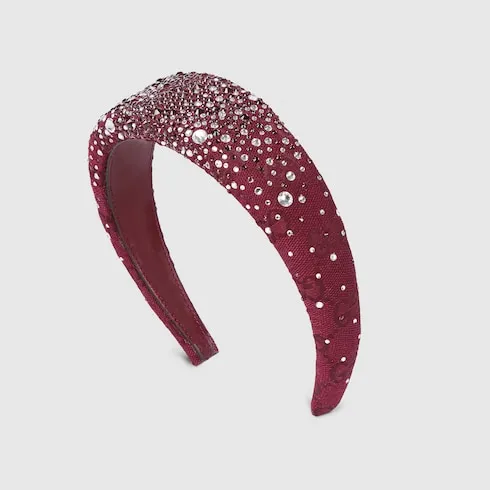 Gg Canvas Headband With Crystals