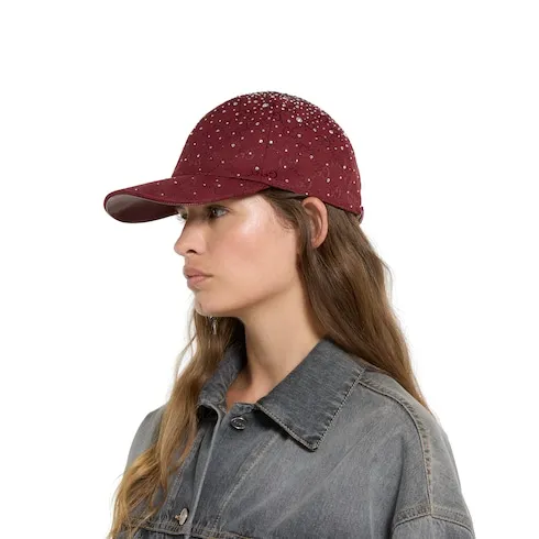 Gg Canvas Baseball Hat With Crystals