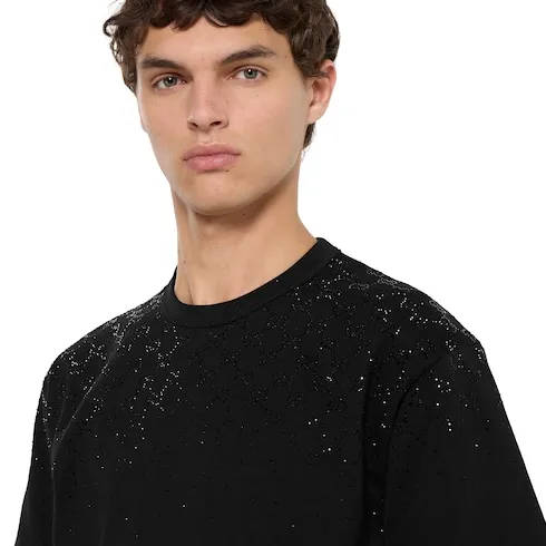 Cotton Jersey T-Shirt With Crystals