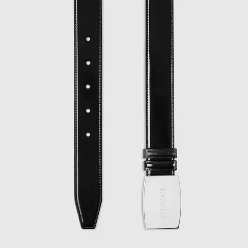 Reversible Belt With Plaque Buckle