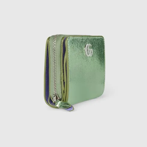 Bi-Colour Gg Marmont Mini Zip Wallet