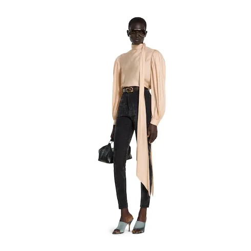 Silk Twill Shirt With Ribbon