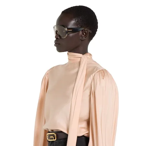 Silk Twill Shirt With Ribbon
