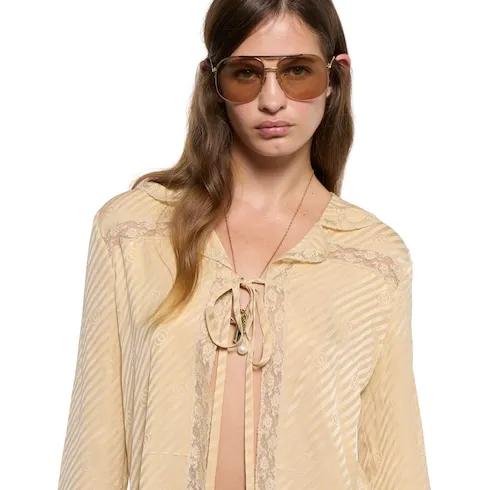 Diagonal Gg Silk Jacquard Shirt