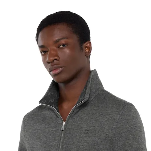 Double Jersey Jacquard Zip Jacket