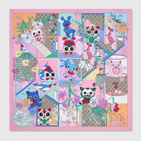 Besties Printed Silk Twill Carré