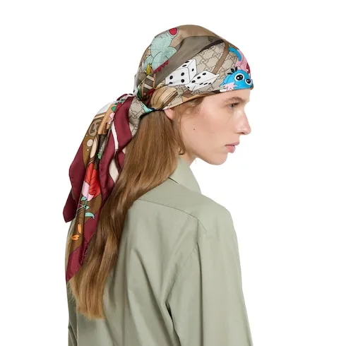 Besties Printed Silk Twill Carré