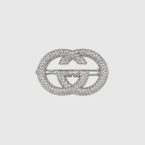 Interlocking G Hair Clip With Crystals