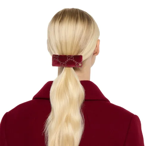Soft Velvet Hair Clip With Crystals