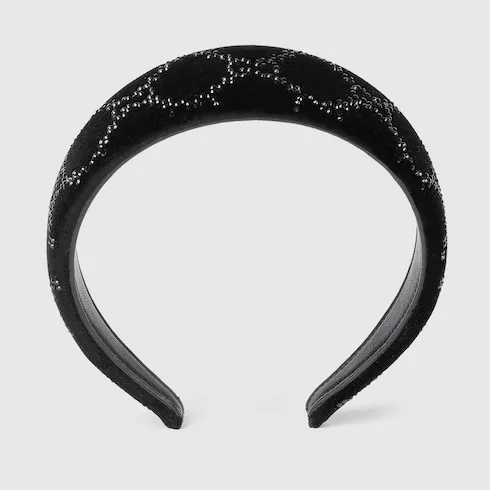 Soft Velvet Headband With Crystals