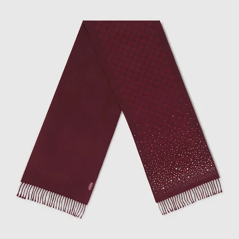Gg Wool Scarf With Crystals