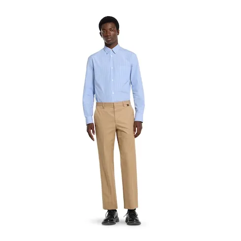Cotton Twill Trousers With Web Detail