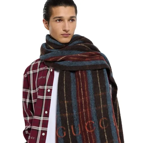 Wool Scarf With Gucci Logo