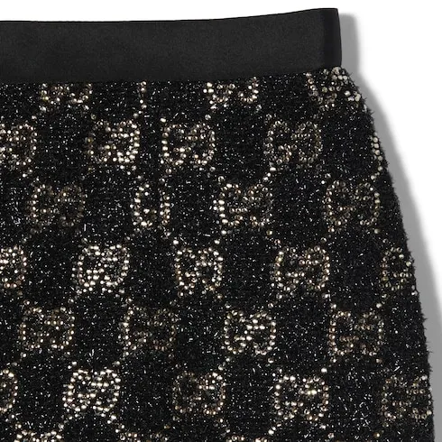 Embroidered Wool Tweed Lamé Skirt