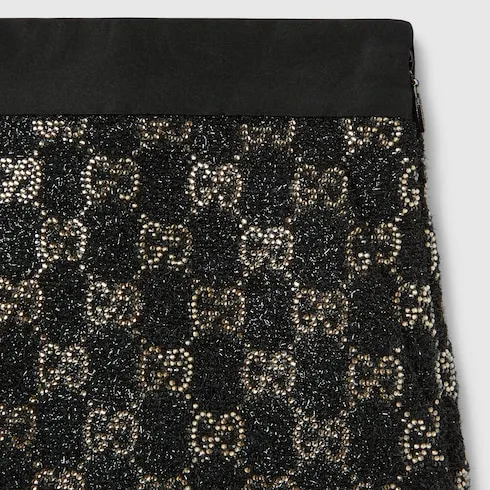 Embroidered Wool Tweed Lamé Shorts