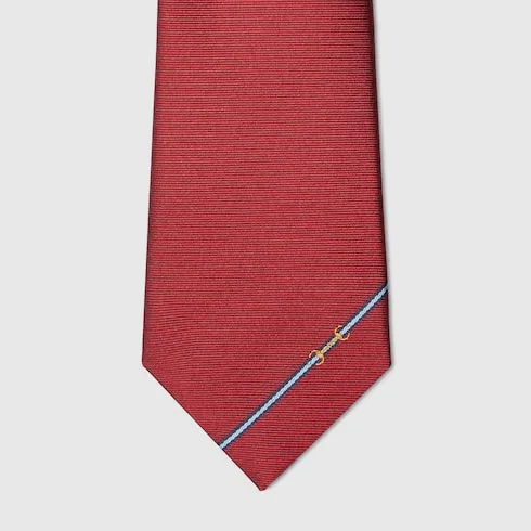 Silk Tie With Horsebit Jacquard