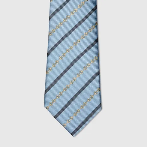 Diagonal Horsebit Silk Jacquard Tie