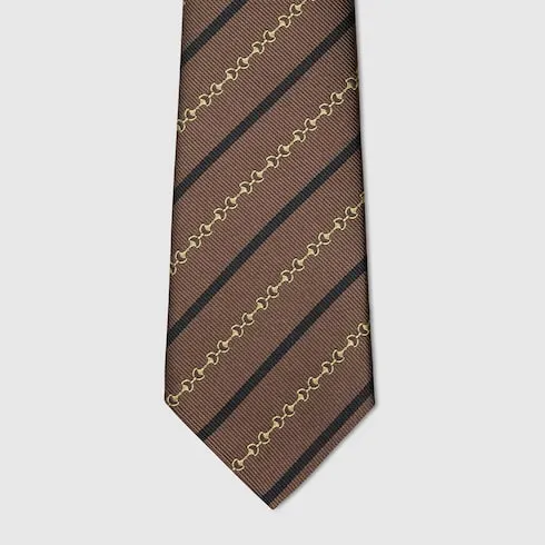 Diagonal Horsebit Silk Jacquard Tie