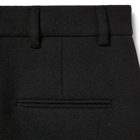 Wool Sablé Shorts With Embroidery