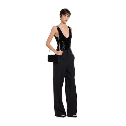 Light Wool Trousers With Embroidery