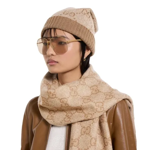 Gg Cashmere Lamé Scarf