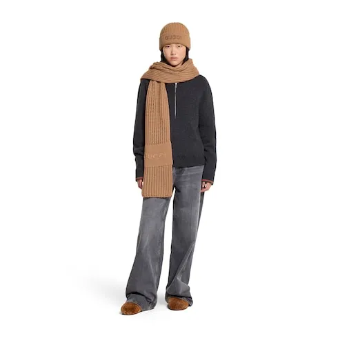 Wool Cashmere Scarf With Embroidery