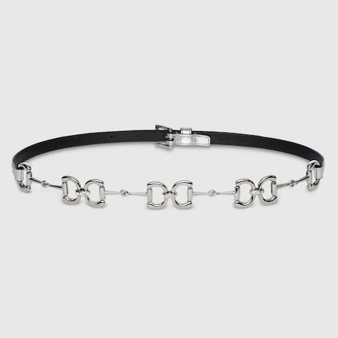 Thin Belt With Crystal Horsebit