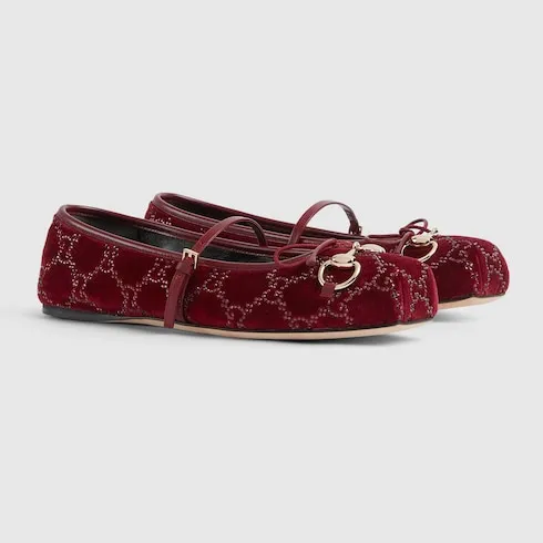 Gg Crystal Horsebit Ballet Flat