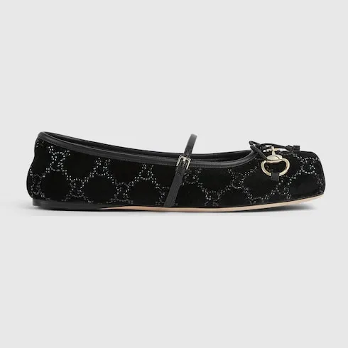 Gg Crystal Gucci Horsebit Ballet Flat