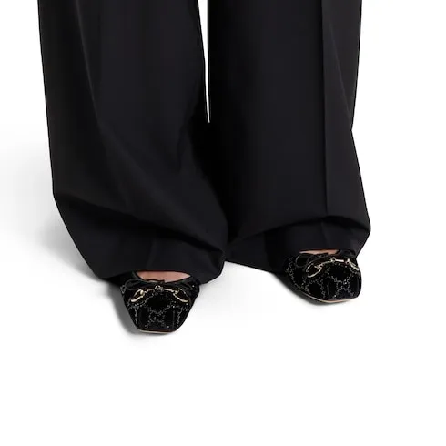 Gg Crystal Gucci Horsebit Ballet Flat