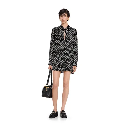 Printed Silk Twill Dress