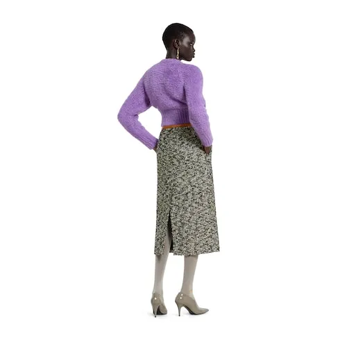 Laminated Bouclé Fabric Skirt