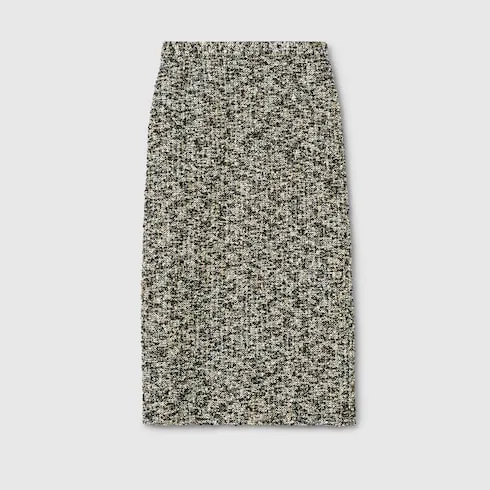 Laminated Bouclé Fabric Skirt