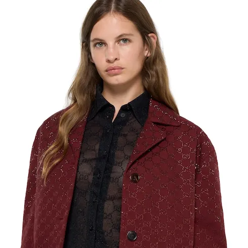 Padded Gg Canvas Jacket With Crystals