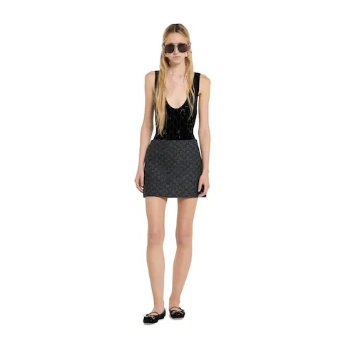 Gg Boutonné Wool Tweed Skirt
