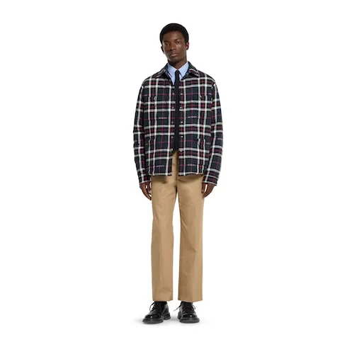 Tartan Cotton Jacquard Padded Shirt